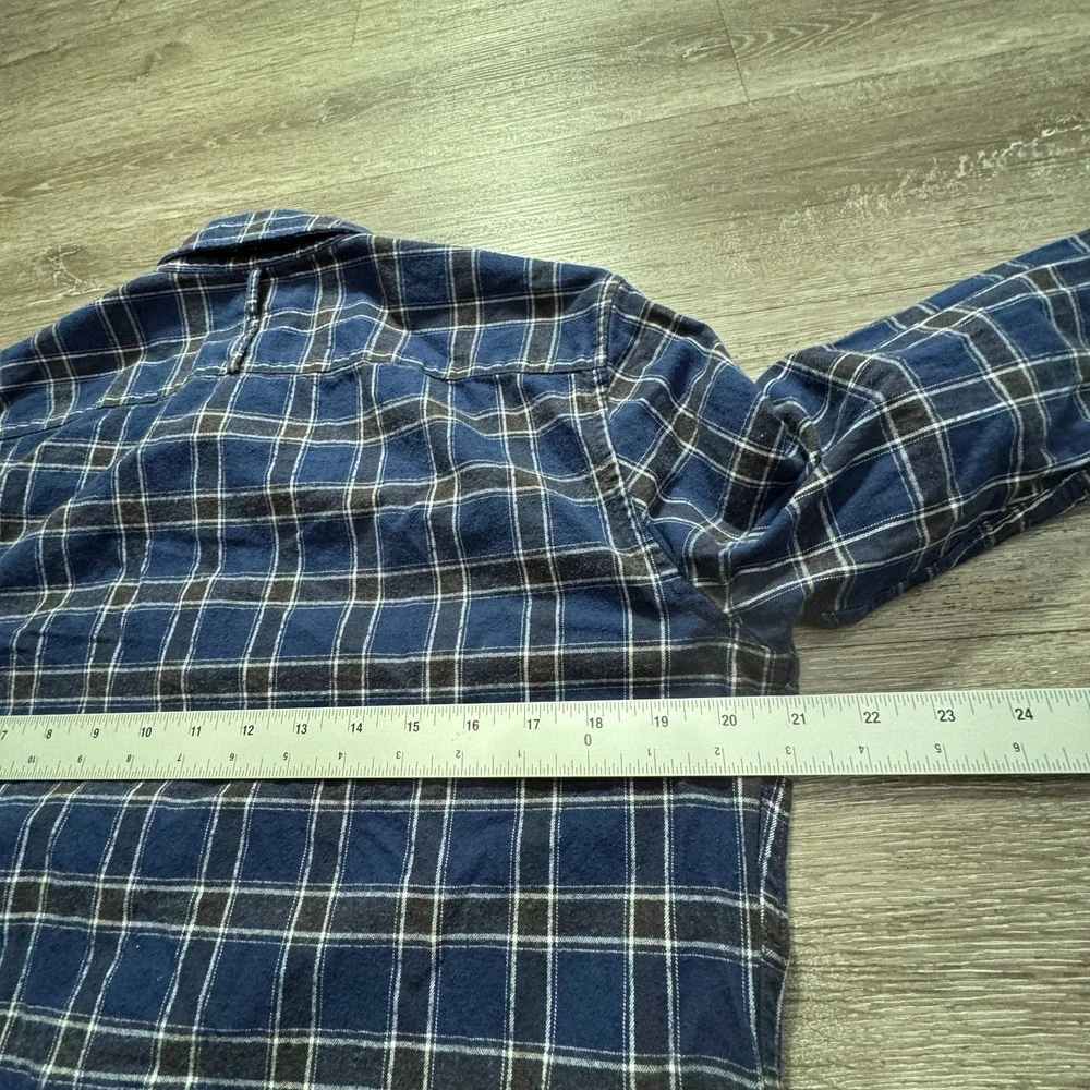 Banana Republic Shirt Mens Medium‎ Blue Plaid Luxe Flannel Button Up Long Sleeve